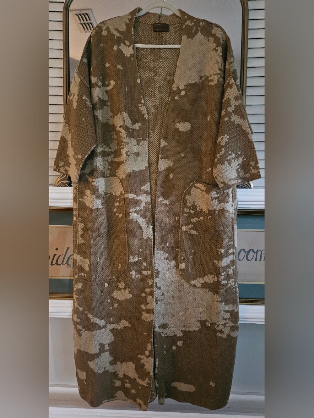 KERISMA Long Knit Camo Duster Cardigan Coatigan Neutral Boho Large